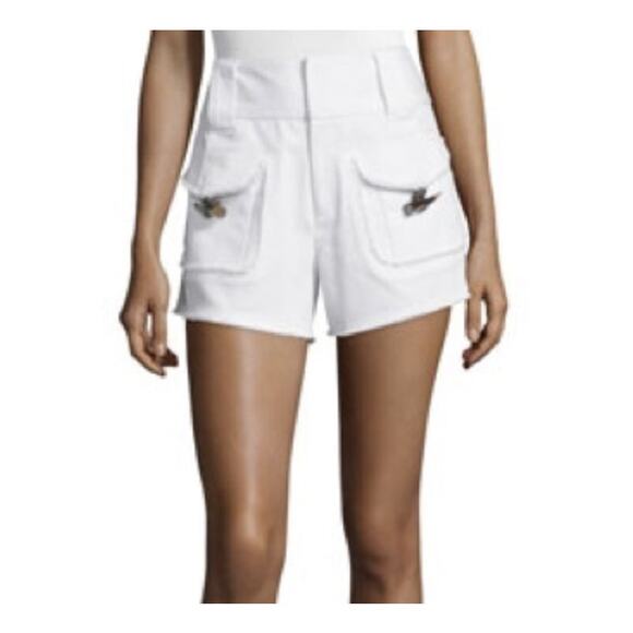 10 Crosby Derek Lam Pants - Derek Lam 10 Crosby Womens Horn-Toggle Shorts Size 6 White High Rise Frayed 3"